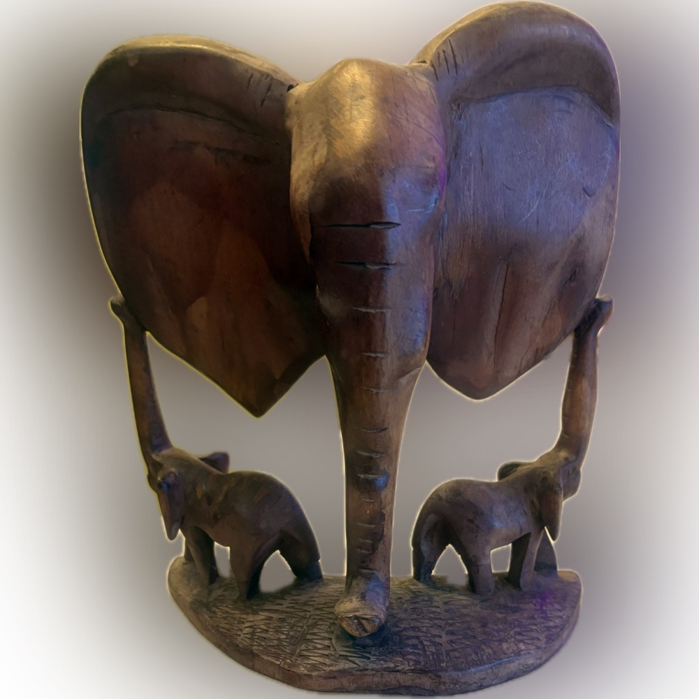 Authentic Handcrafted Wooden Elephant Sculpture